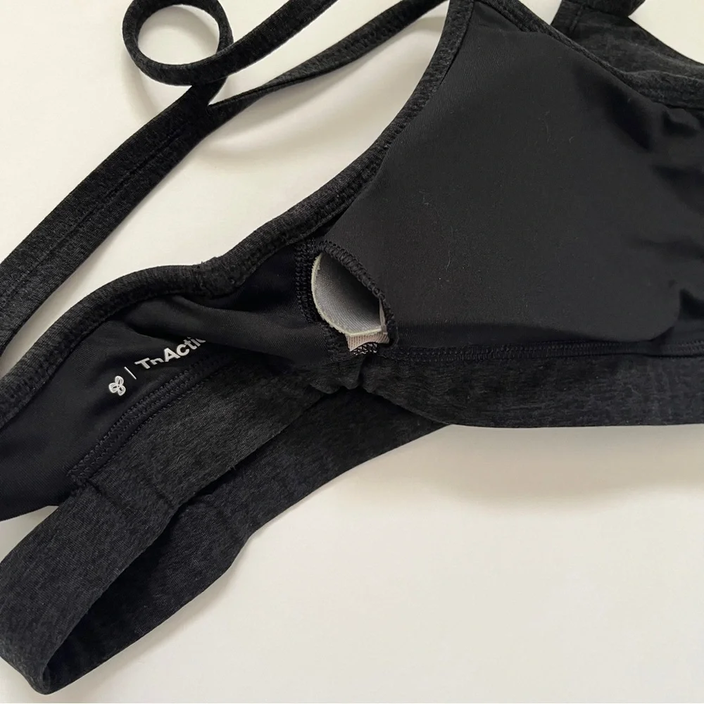 Aritzia TnAction TnaLIFE Perform Sports Bra Heathered Charcoal Gray Workout Sz S - Picture 7 of 11